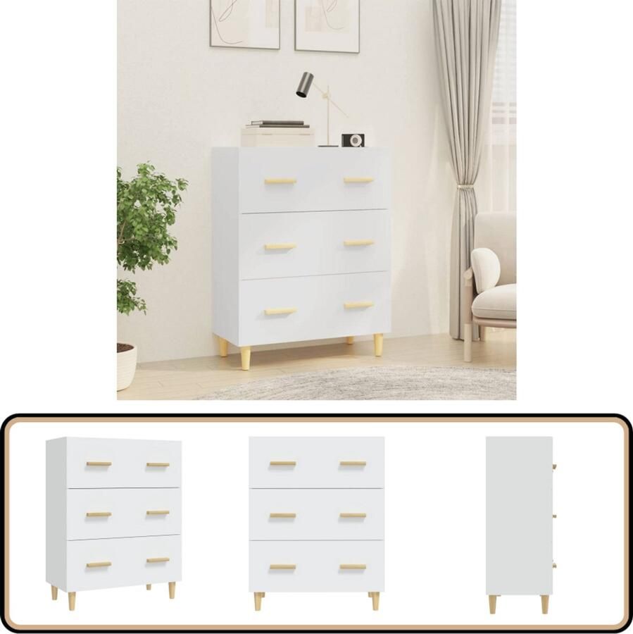 VidaXL Dressoir Wit Bewerkt hout 70x34x90 cm Dressoir Bijzettafel Houten Dressoir Wit Dressoir Salontafel
