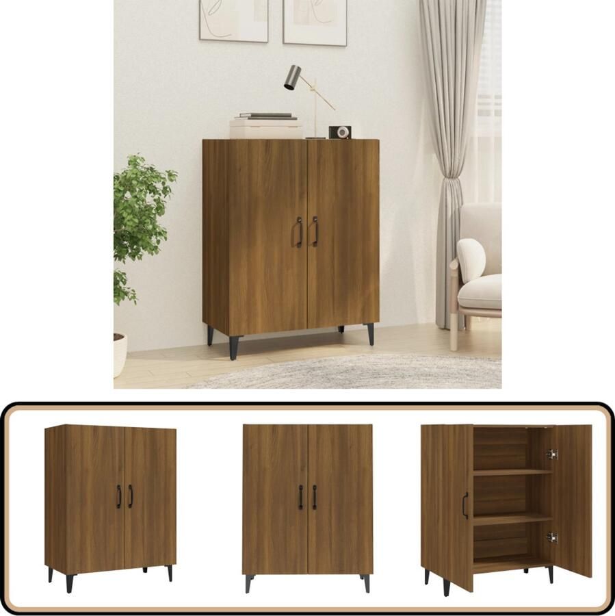 VidaXL Dressoir 70x34x90 cm Bewerkte Hout Bruineiken Dressoir Modern Dressoir Houten Dressoir Bruine Eiken Dressoir Opbergkast - Foto 2