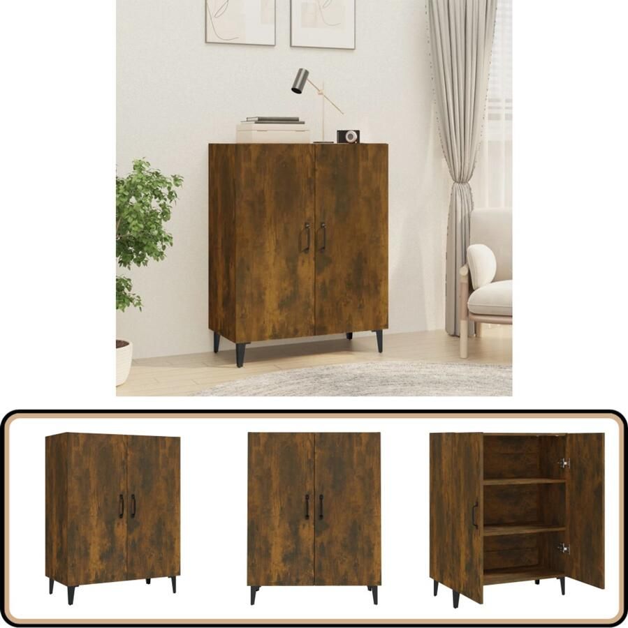 VidaXL Dressoir 70x34x90 cm Bewerkt Hout Gerookt Eiken Dressoir Houten Dressoir Vintage Dressoir Landelijk Dressoir Opbergkast - Foto 2