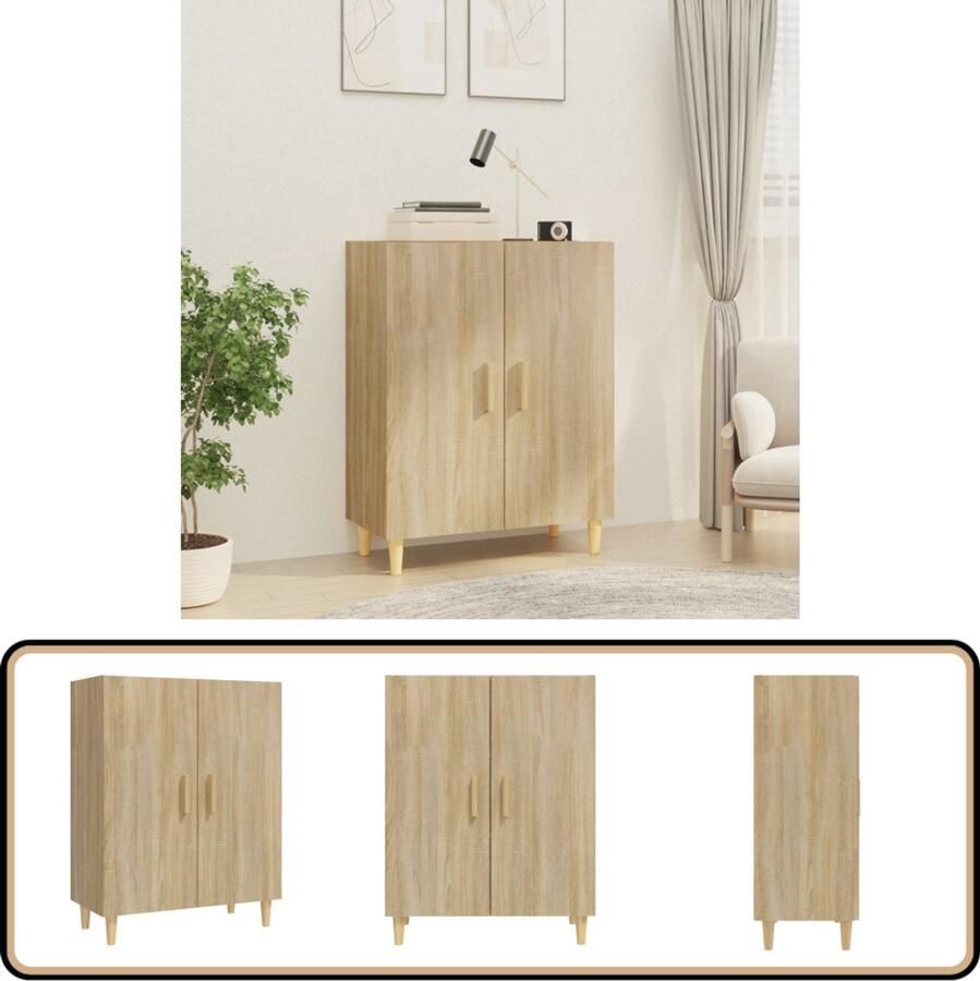 VidaXL Dressoir 70x34x90 cm Sonoma eikenkleurig Dressoir Buffetkast Salontafel Houten Kast Opbergmeubilair