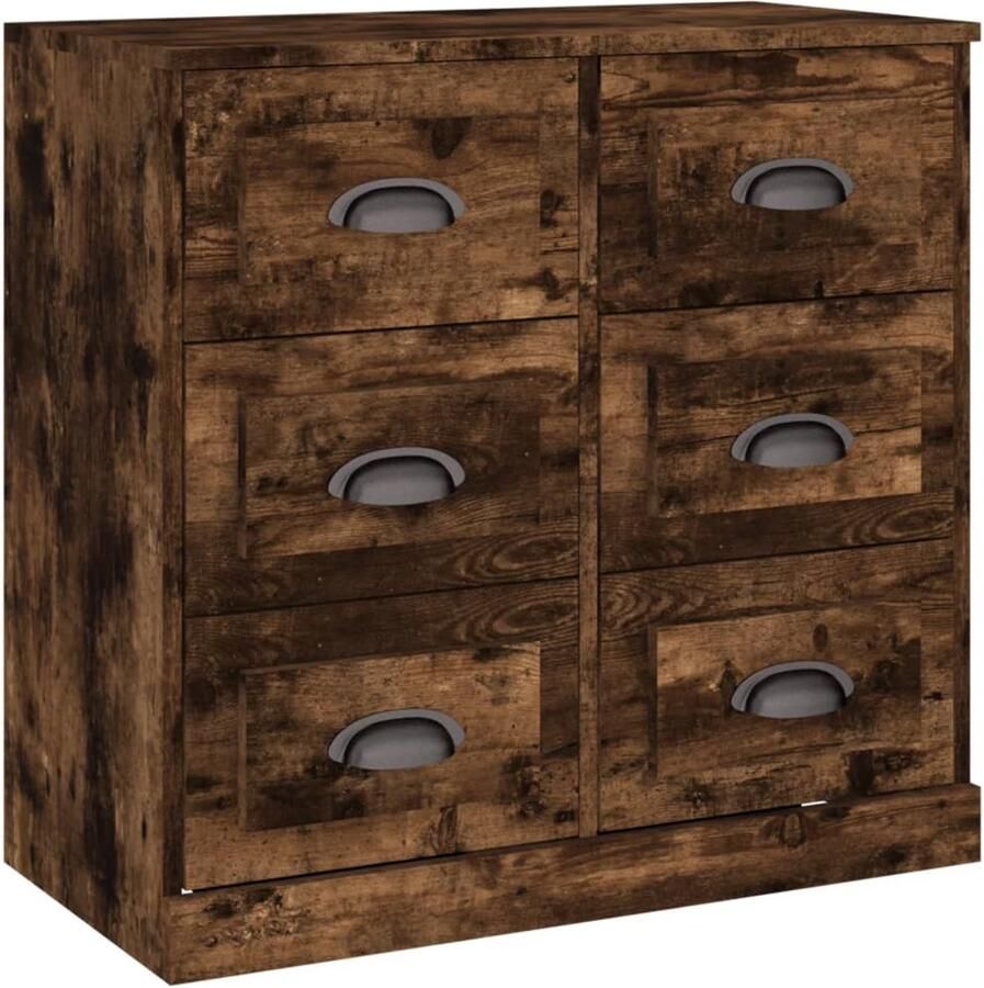VidaXL The Living Store Dressoir 70x35 5x67 5 cm bewerkt hout gerookt eikenkleurig Dressoir Vintage Dressoir Houten Dressoir Landelijk Dressoir Klassiek Dressoir - Foto 2