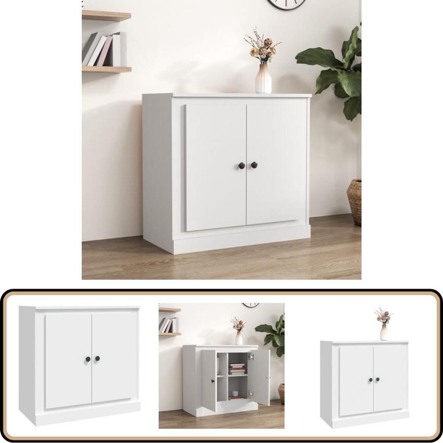 The Living Store Dressoir 70x35 5x67 5 cm bewerkt hout wit Dressoir Kast Opbergkast Houten Dressoir Witte Dressoir