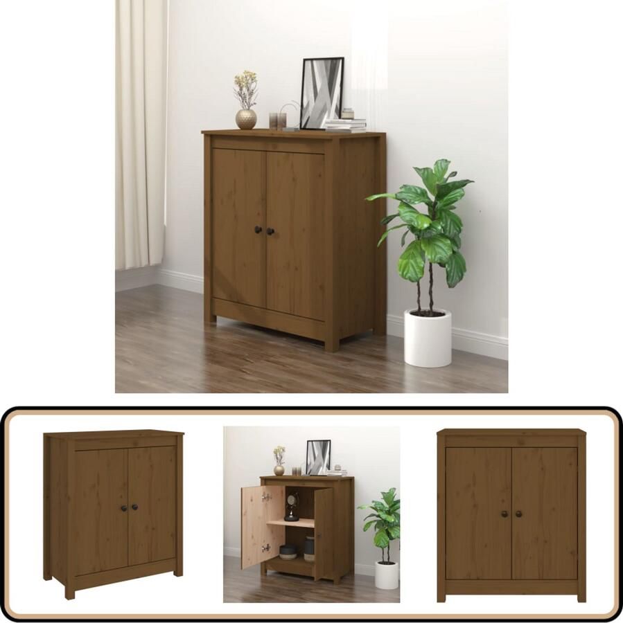 VidaXL Dressoir Grenenhout Honingbruin 70x35x80 cm Dressoir Massief Hout Grenenhout Honigbruin Vintage