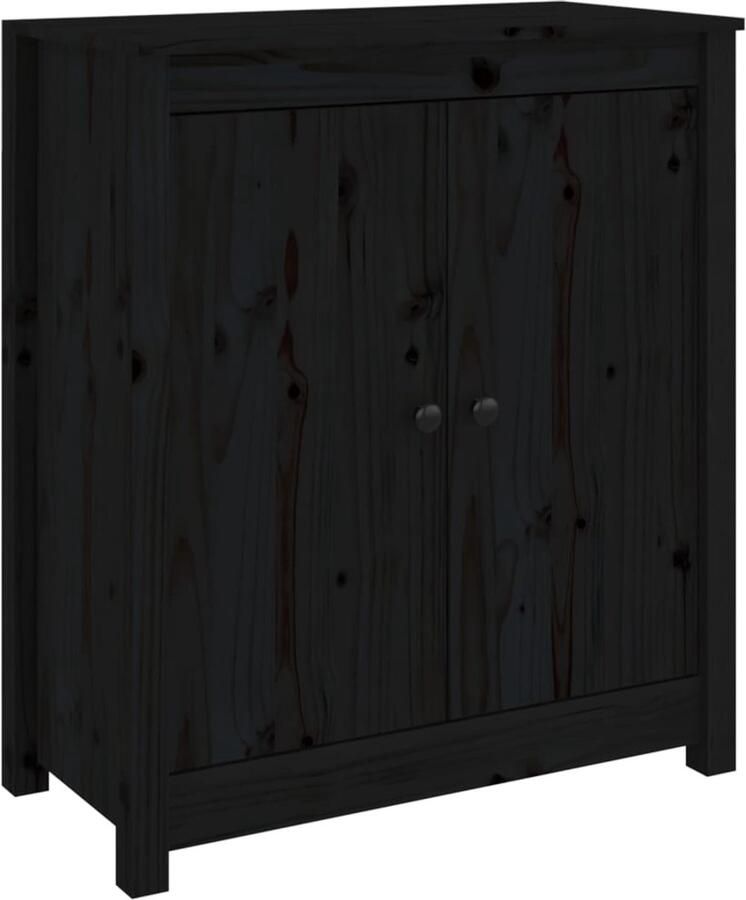 VidaXL Dressoir Zwart Massief grenenhout 70x35x80 cm Dressoir Bijzettafel Hout Grenenhoute Zwarte Dressoir