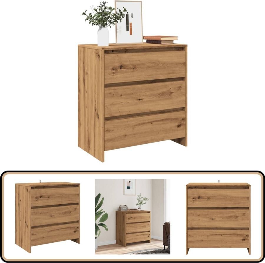 VidaXL Dressoir 70x41x75 cm Artisanaal Eikenhout Dressoir Kast Opbergruimte Salontafel Houten Meubels