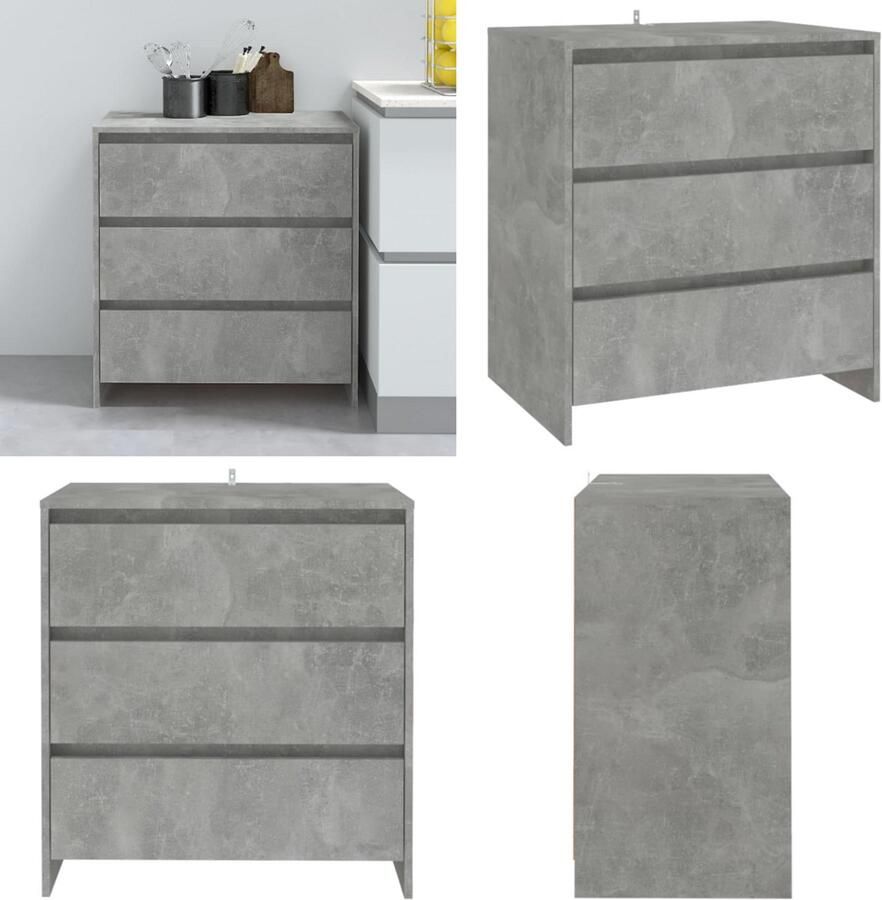 VidaXL Dressoir 70x41x75 cm bewerkt hout betongrijs Dressoir Dressoirs Buffetkast Opbergkast