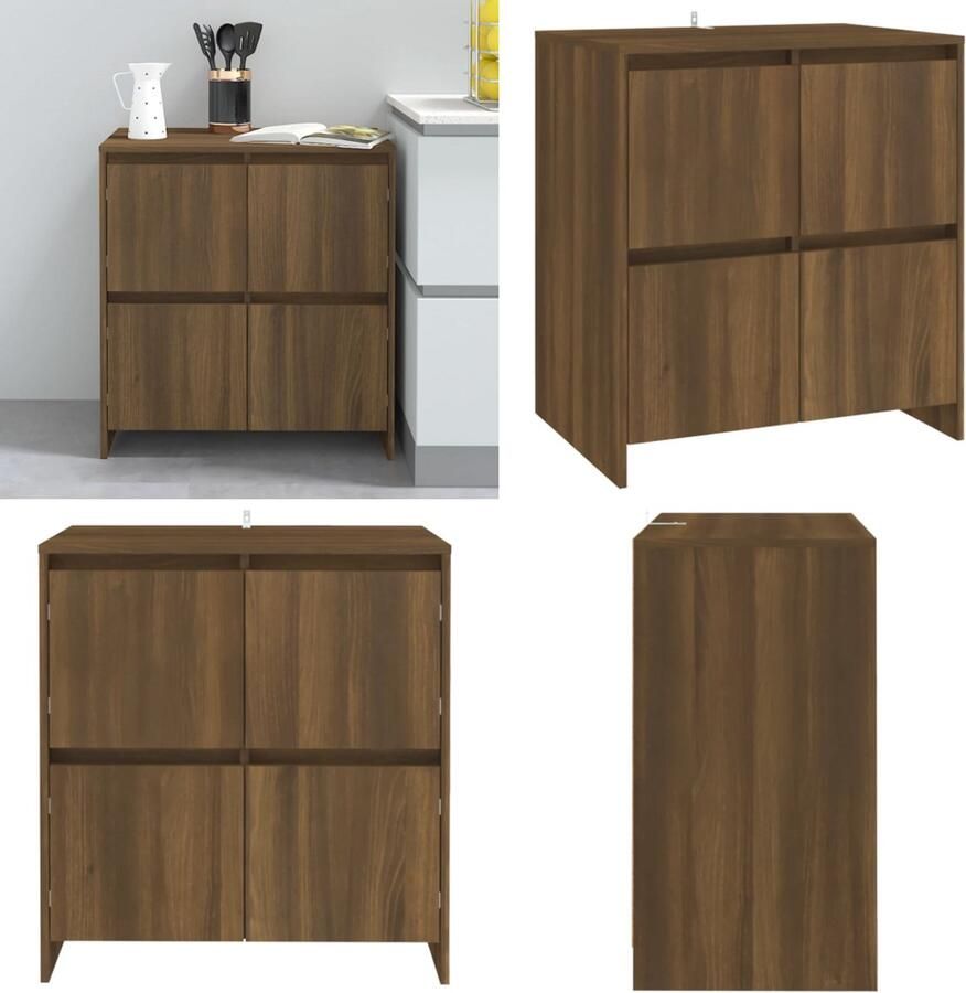 VidaXL Dressoir 70x41x75 cm bewerkt hout bruin eikenkleur Dressoir Dressoirs Boekenkast Kast