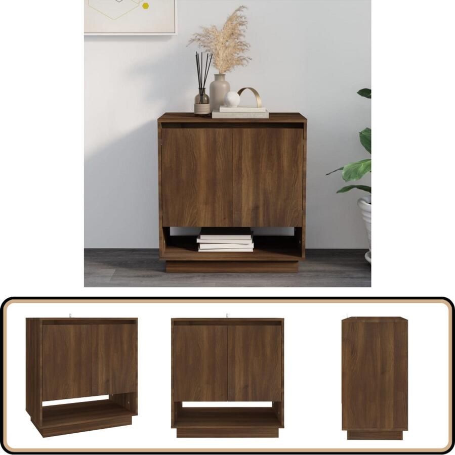 VidaXL Dressoir Bruin Eiken 70x41x75 cm Dressoir Minimalistische Meubels Houten Dressoirs Bruine Eik Meubilair Opbergmeubelen - Foto 2