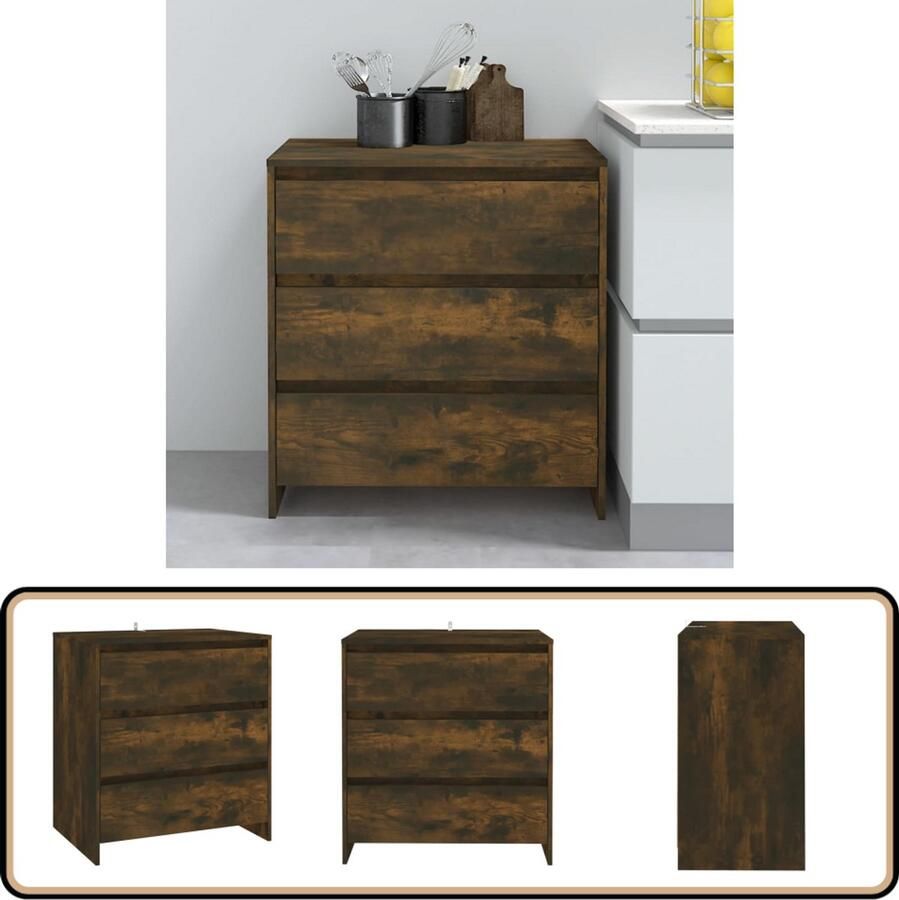 VidaXL Dressoir Gerookt Eiken 70x41x75 cm Dressoir Kast Opbergkast Salontafel Houten Dressoir