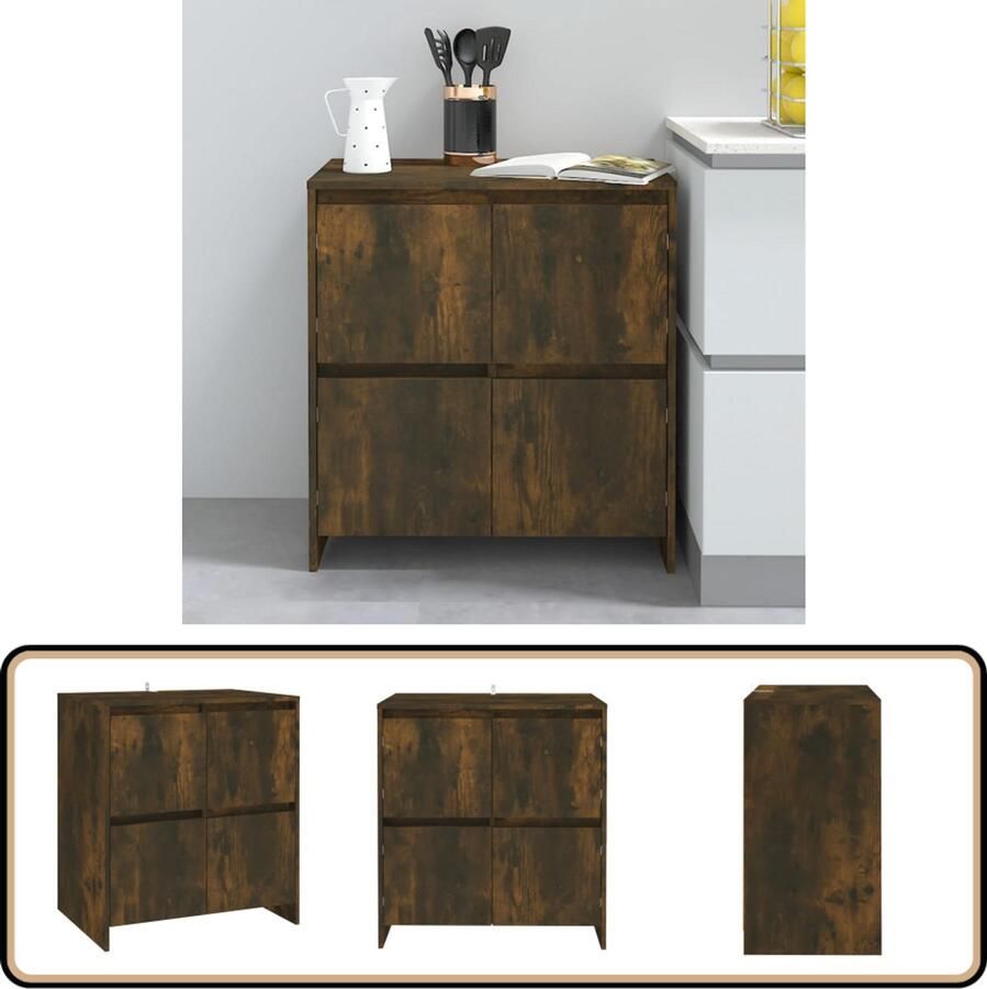VidaXL Dressoir 70x41x75 cm Gerookt Eiken Kleur Dressoir Meubels Salontafel Tv Tafel Houten Dressoir