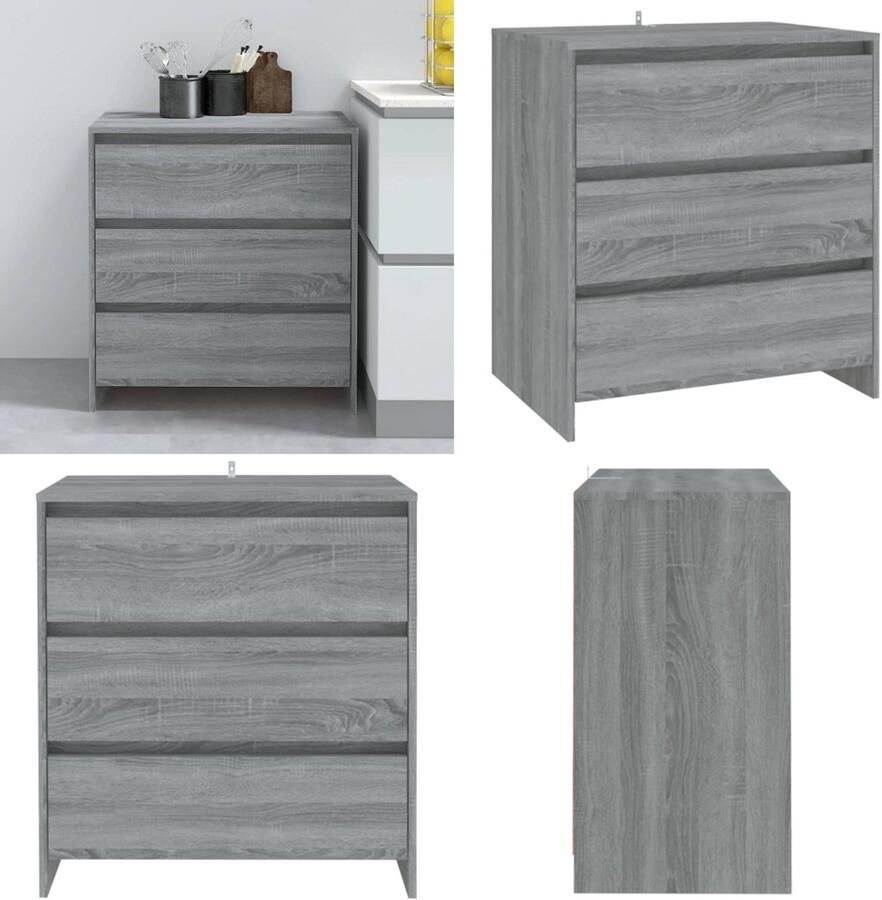 VidaXL Dressoir 70x41x75 cm bewerkt hout grijs sonoma eikenkleurig Dressoir Grijze Kast Houten Dressoir Sonoma Eiken Kleur Salontafel - Foto 3