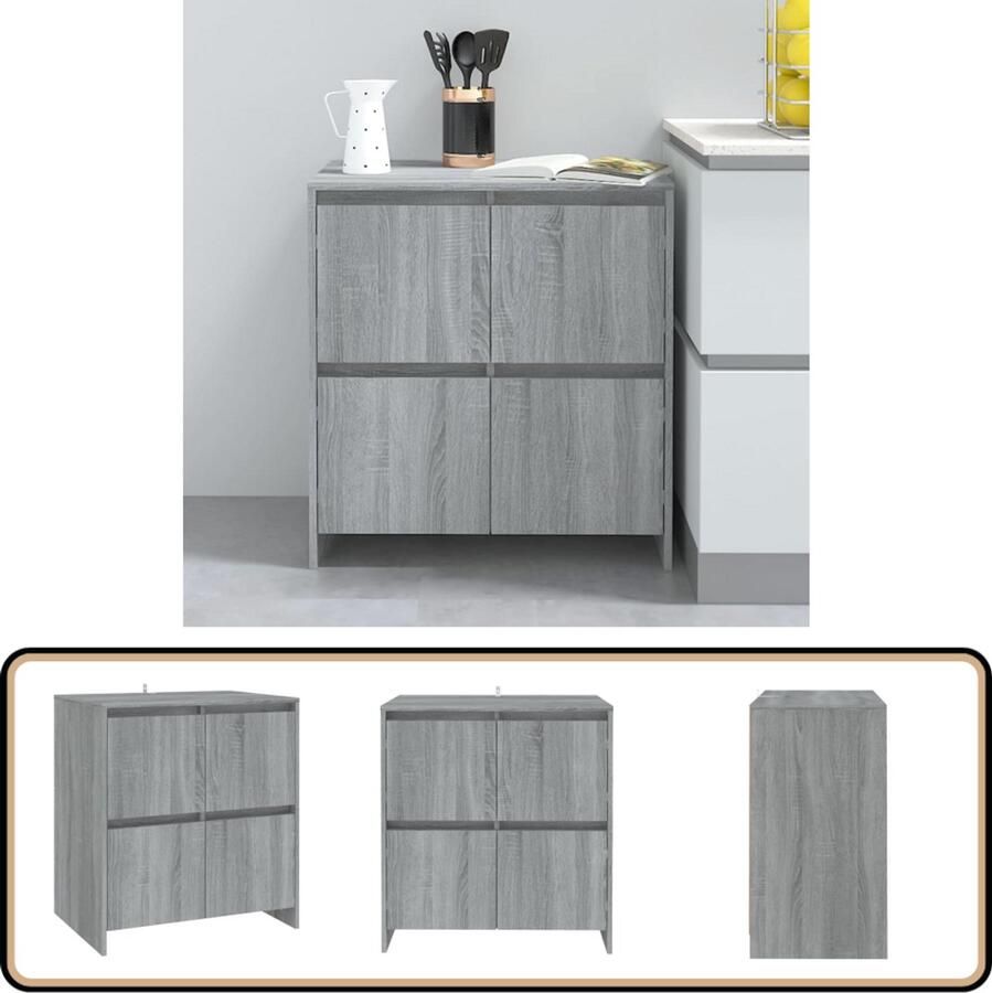 VidaXL Dressoir 70x41x75 cm Grijs Sonoma Eiken Dressoir Tv Meubel Salontafel Opbergmeubel Grijze Meubels