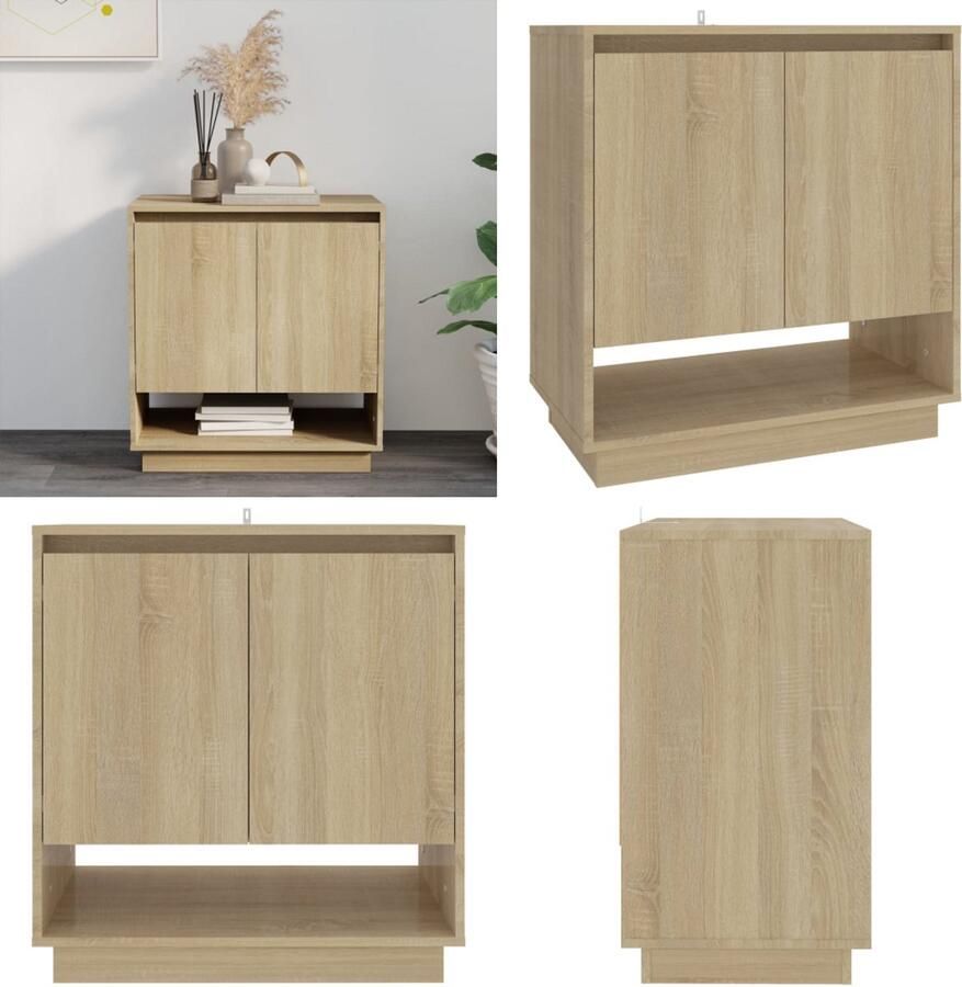 VidaXL Dressoir 70x41x75 cm bewerkt hout sonoma eikenkleurig Dressoir Dressoirs Buffetkast Opbergkast - Foto 2