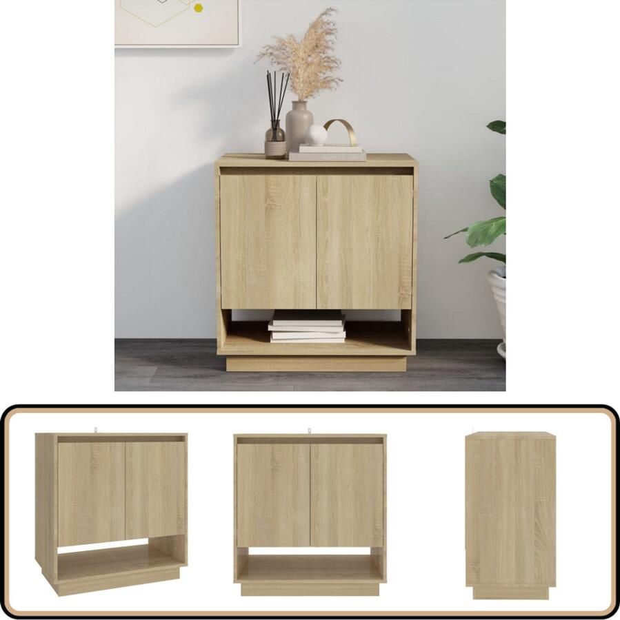 VidaXL Dressoir 70x41x75 cm Sonoma Eiken Bewerkt Hout Dressoir Salontafel Tv-meubel Minimalistische Meubels Houten Dressoirs