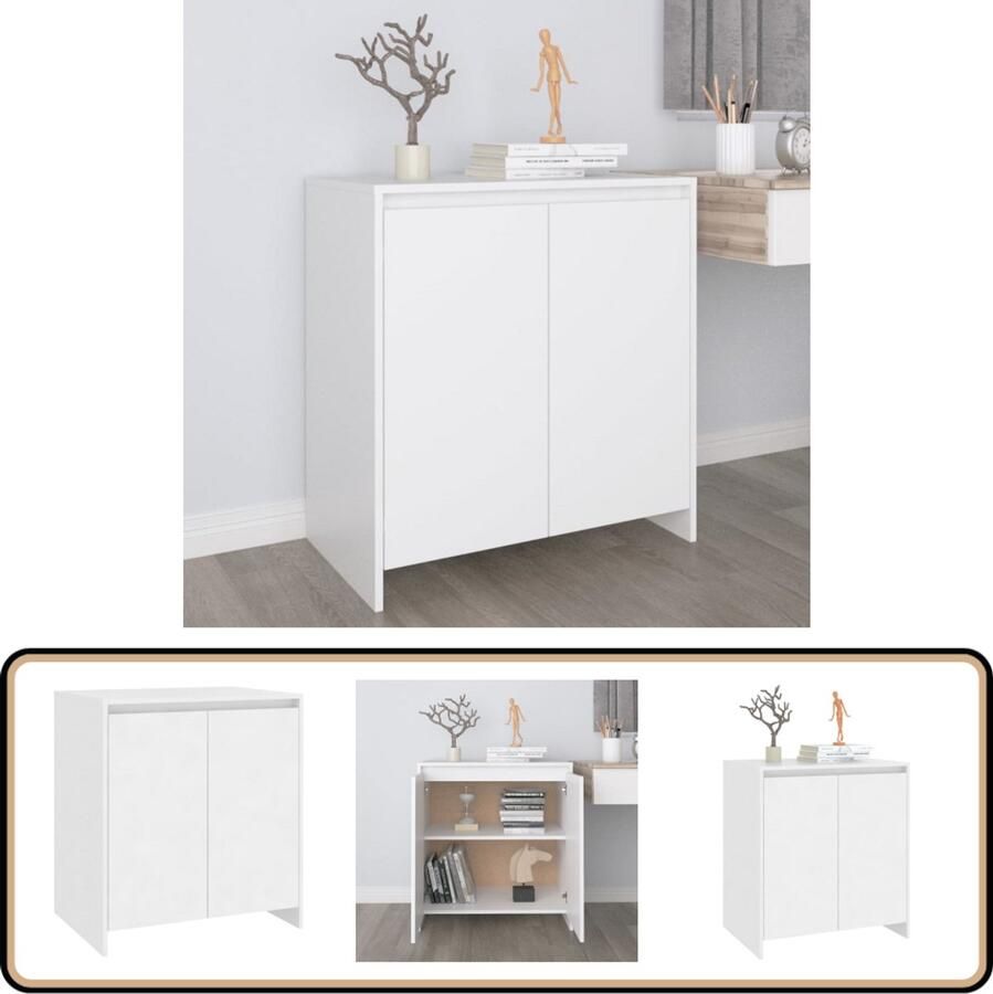 VidaXL Dressoir 70x41x75 cm Wit Bewerkt hout Dressoir Bijzettafel Meubels Wit Dressoir Opbergkast