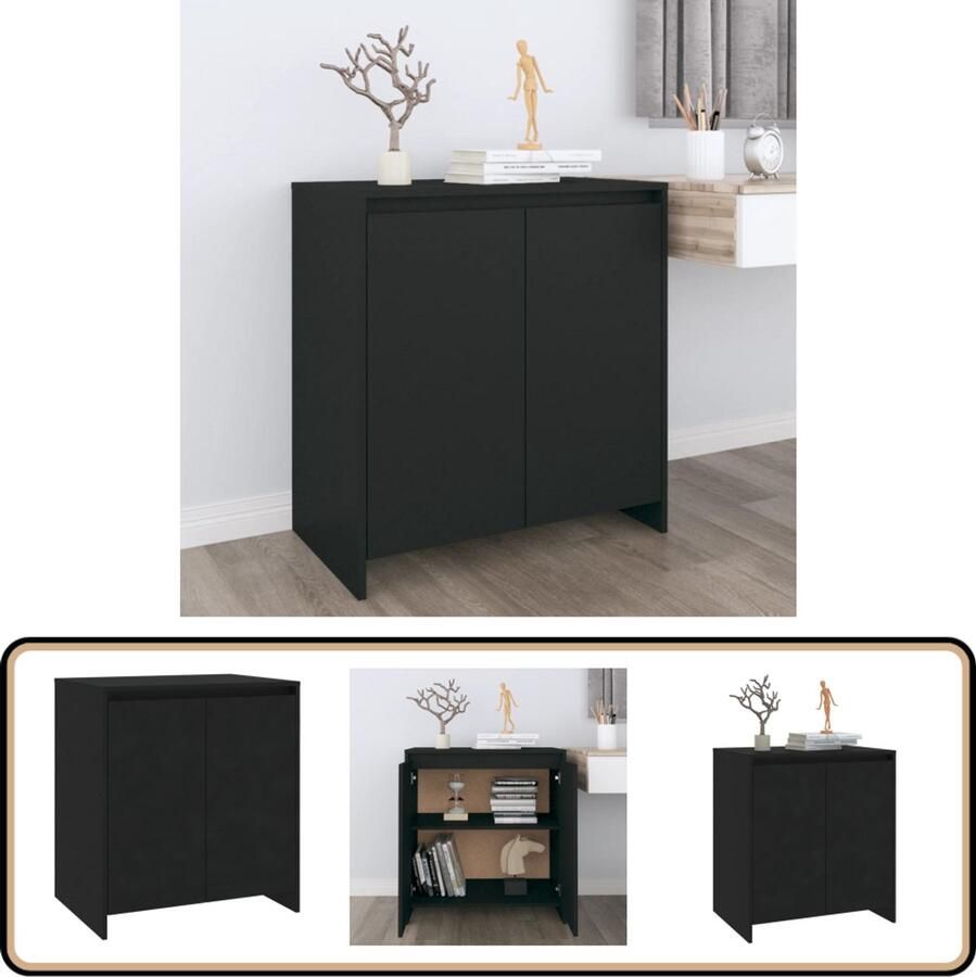 VidaXL Dressoir Zwart 70x41x75 cm Bewerkt hout Bijzettafel Dressoir Opbergkast Houten Kast Zwarte Kast