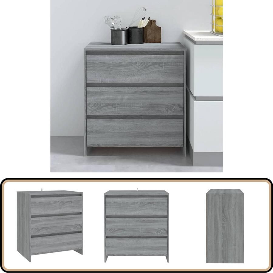 VidaXL Dressoir 70x41x75 cm Grijs Sonoma Eiken Dressoir Bijzettafel Salontafel Opbergkast Grijze Kast