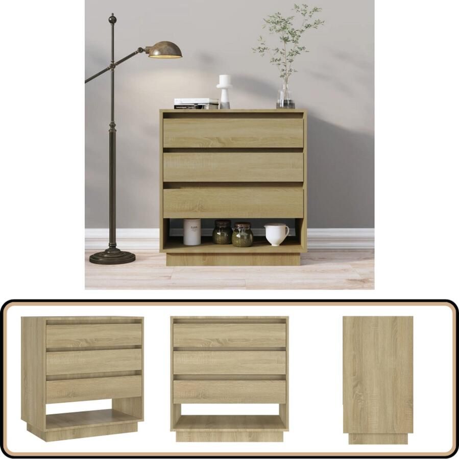 VidaXL Dressoir 70x41x75 cm Sonoma Eikenkleur Dressoir Bijzettafel Salontafel Opbergkast Tv Kast