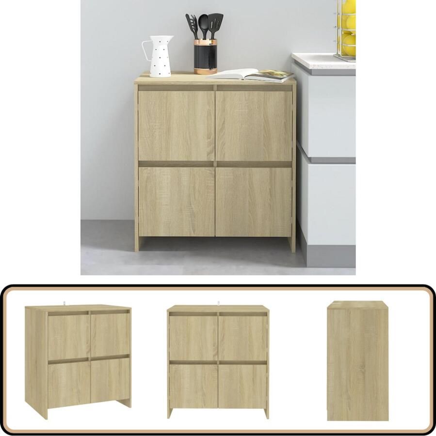 VidaXL Dressoir 70x41x75 cm Sonoma Eikenlook Dressoir Salontafel Meubilair Houten Dressoir Sonomaplank