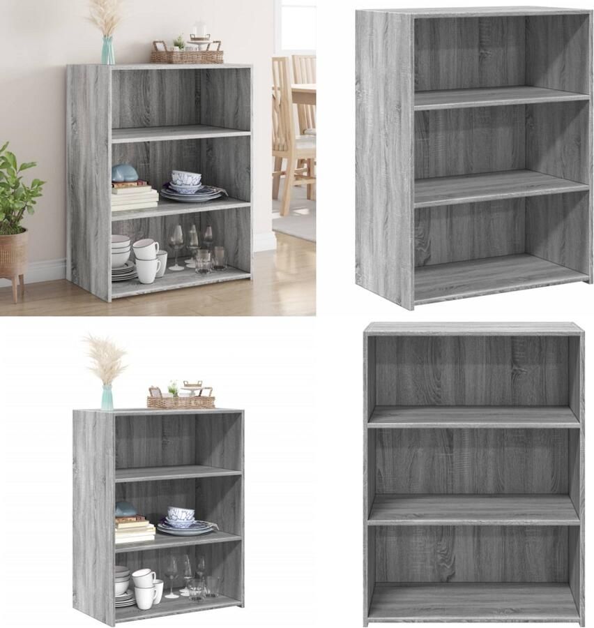 VidaXL Dressoir 70x41x93 cm bewerkt hout grijs sonoma eikenkleurig Dressoir Dressoirs Kast Wandkast