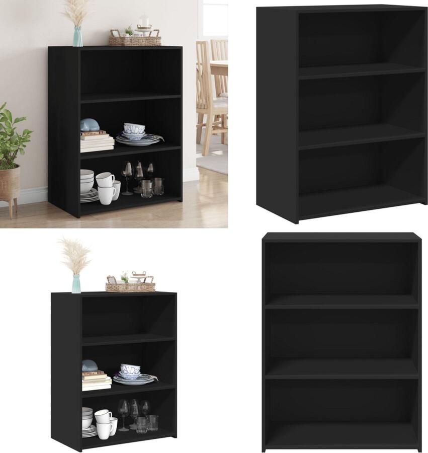 VidaXL Dressoir 70x41x93 cm bewerkt hout zwart Dressoir Dressoirs Kast Wandkast