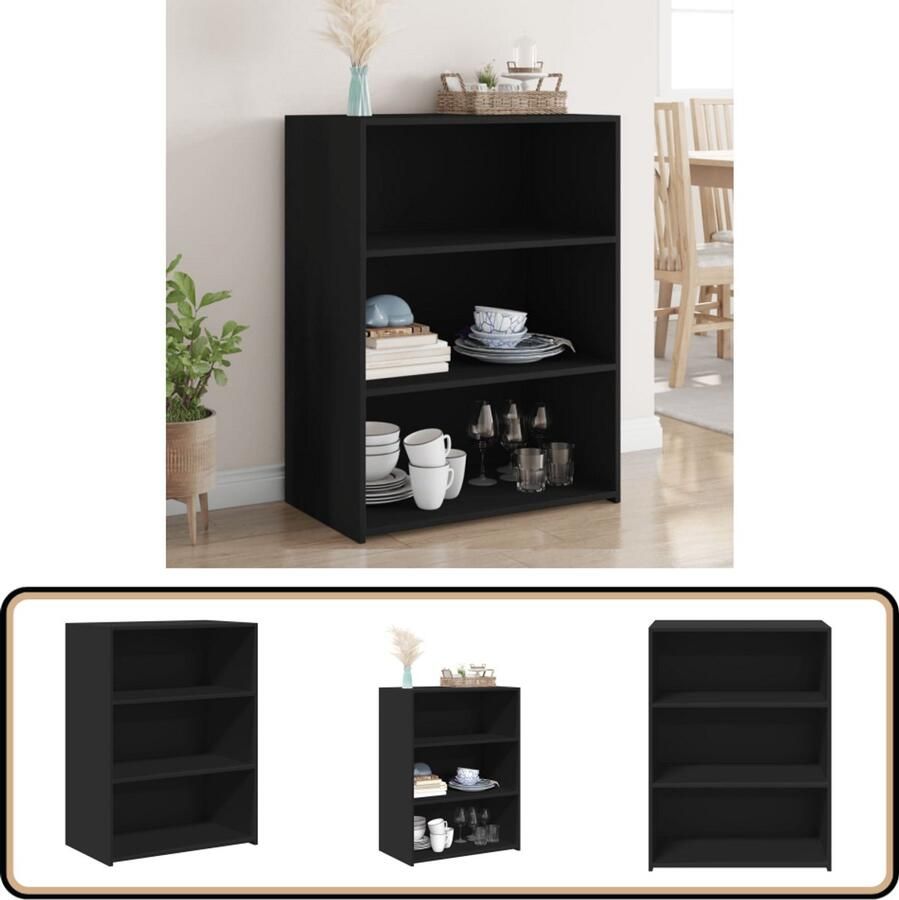VidaXL Dressoir 70x41x93 cm Bewerkt Hout Zwart Dressoir Houten Dressoir Zwart Dressoir Scandinavisch Design Opbergkast