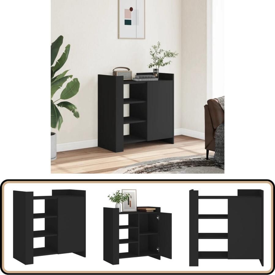 VidaXL Dressoir Zwart Bewerkt hout 75x35x75 cm Dressoir Zwarte Dressoir Houten Dressoir Vintage Dressoir Salontafel