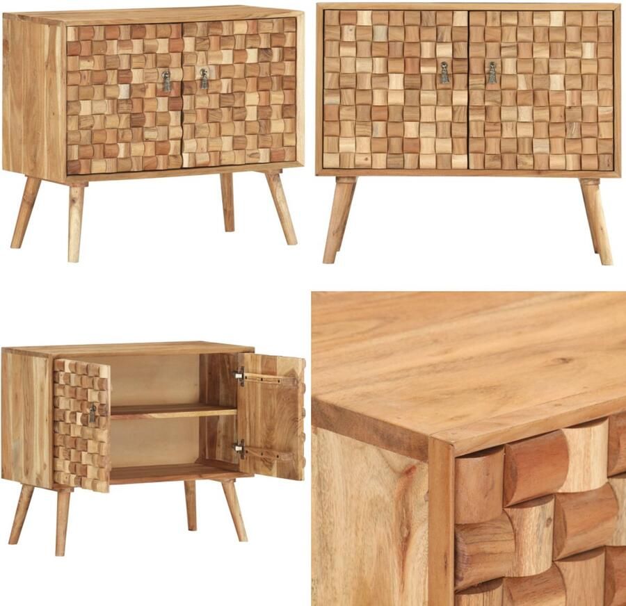 VidaXL Dressoir 75x35x65 cm massief acaciahout Dressoir Dressoirs Bijzetkast Bijzetkasten