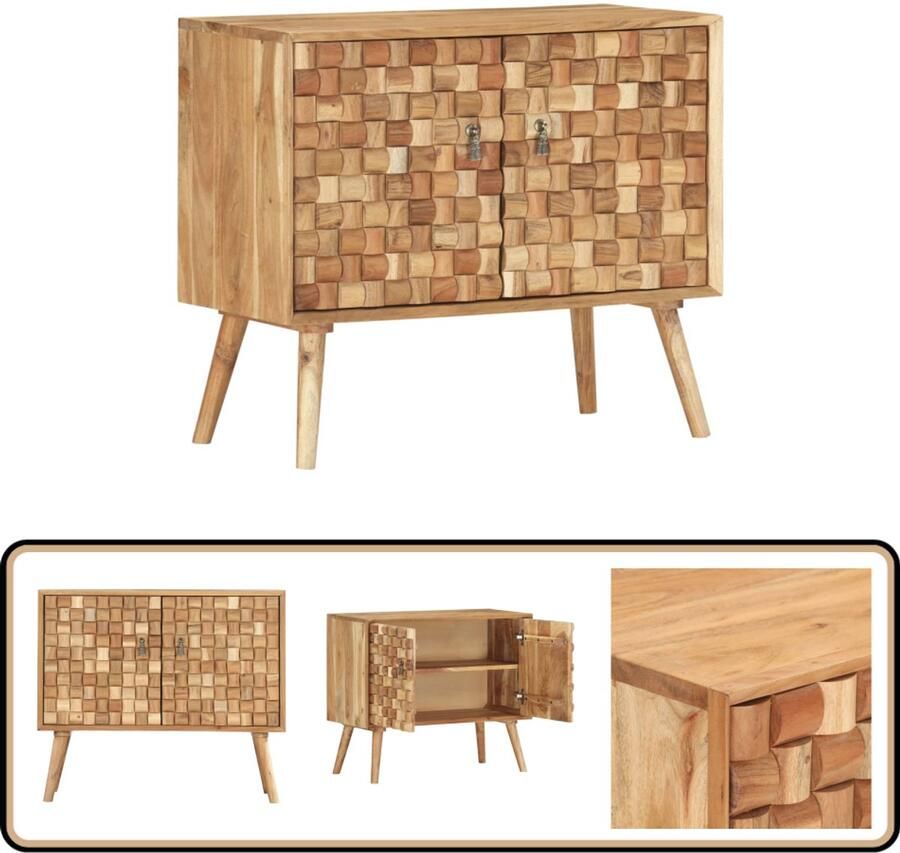 VidaXL Dressoir 75x35x65 cm Massief Acaciahout Dressoir Kast Houten Dressoir Salontafel Tv Tafel
