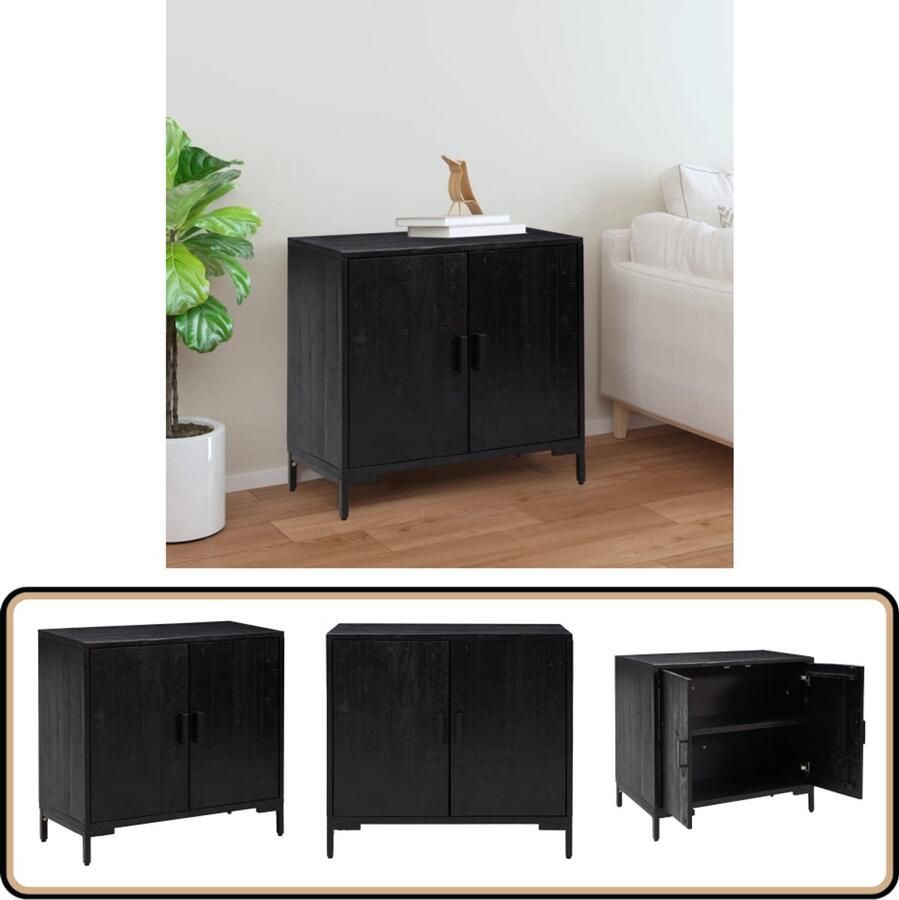 VidaXL Dressoir 75x35x70 cm massief grenenhout zwart