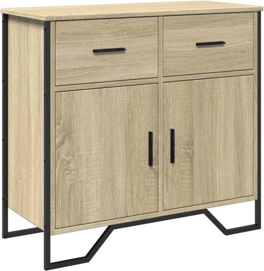 VidaXL Dressoir 79.5x35 5x74 5 cm bewerkt hout sonoma eikenkleurig