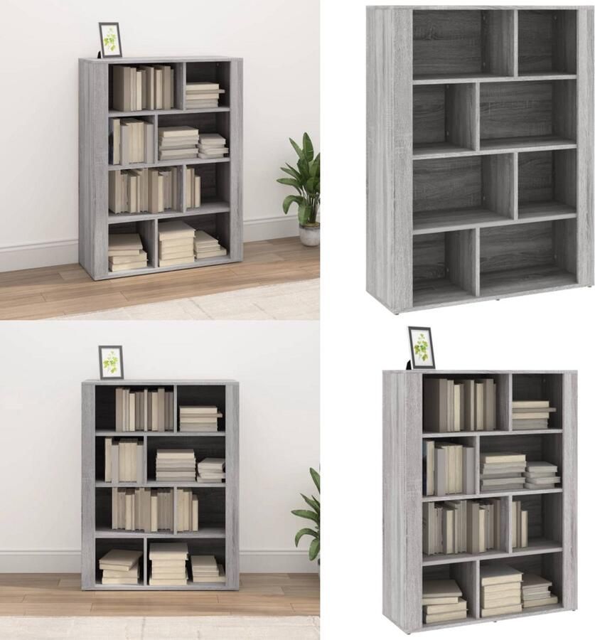 VidaXL Dressoir 80x30x106 cm bewerkt hout grijs sonoma eikenkleurig Dressoir Dressoirs Kast Wandkast