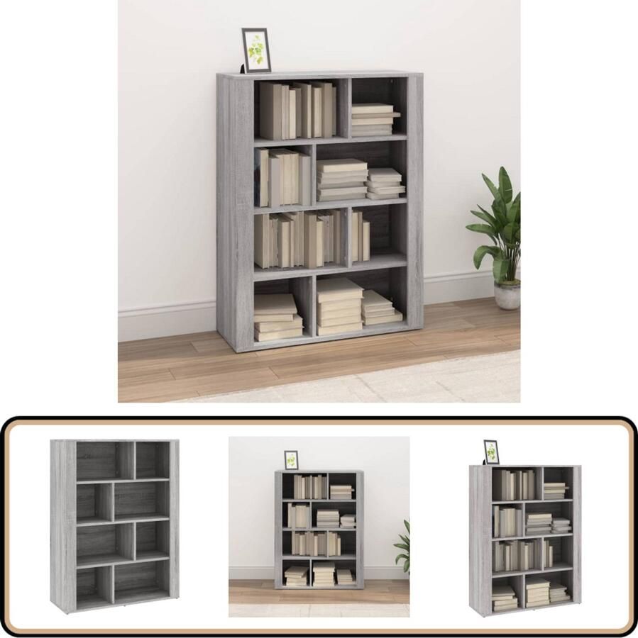 VidaXL Dressoir 80x30x106 cm grijs eikenhout Dressoir Kast Bijzettafel Houten Dressoir Grijze Kast