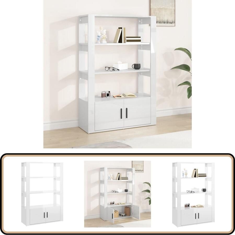 VidaXL Dressoir 80x30x119 5 cm Hoogglans Wit Dressoir Kast Bijzettafel Houten Dressoir Hoogglans Wit