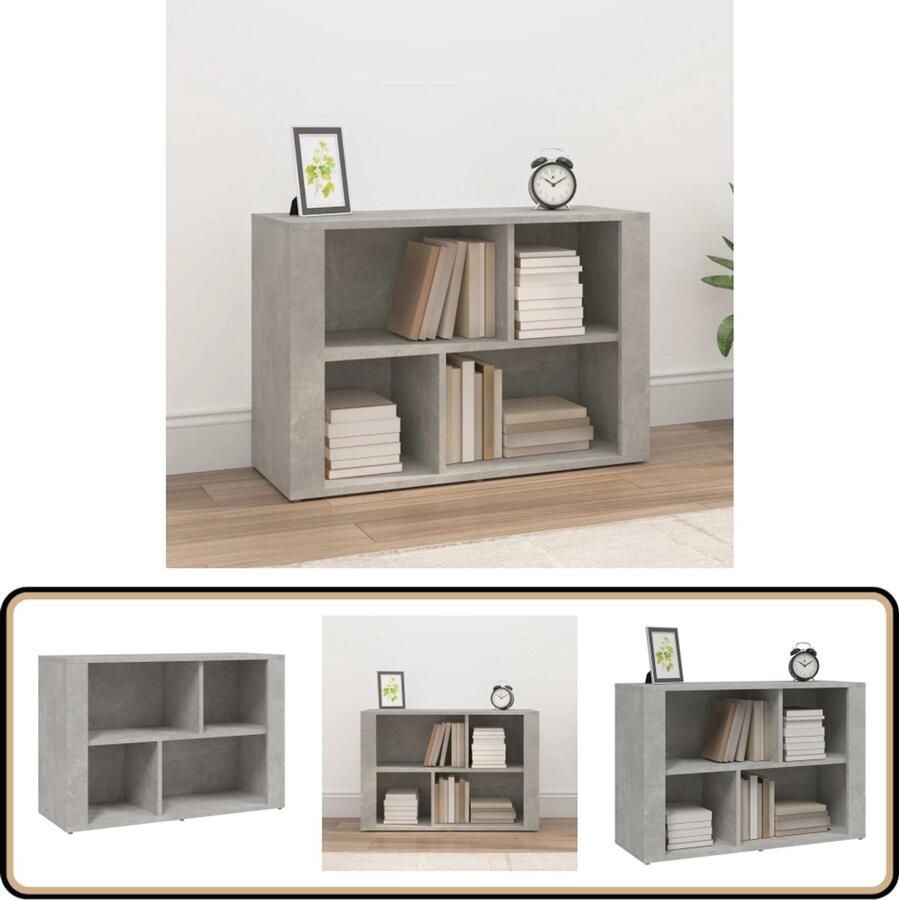 VidaXL Dressoir 80x30x54 cm bewerkt hout betongrijs Dressoir Houten Dressoir Grijze Dressoir Modern Dressoir Compact Dressoir