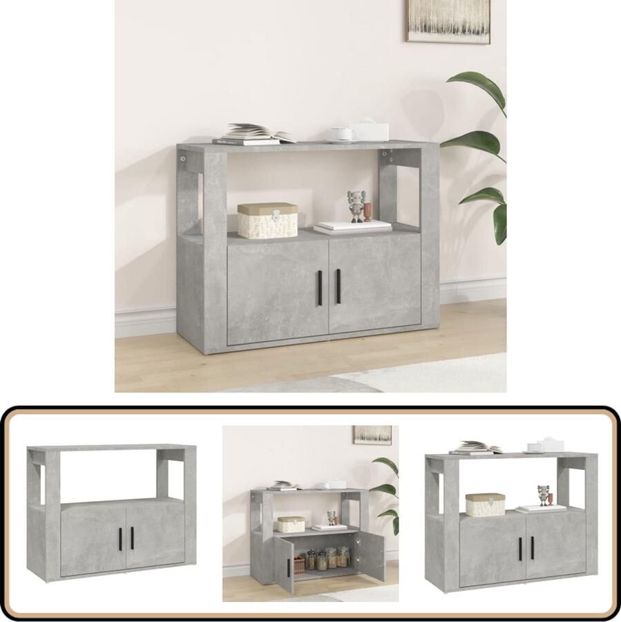 VidaXL Dressoir 80x30x60 cm Bewerkt Hout Betongrijs Dressoir Kast Houten Dressoir Betongrijs Dressoir Salontafel