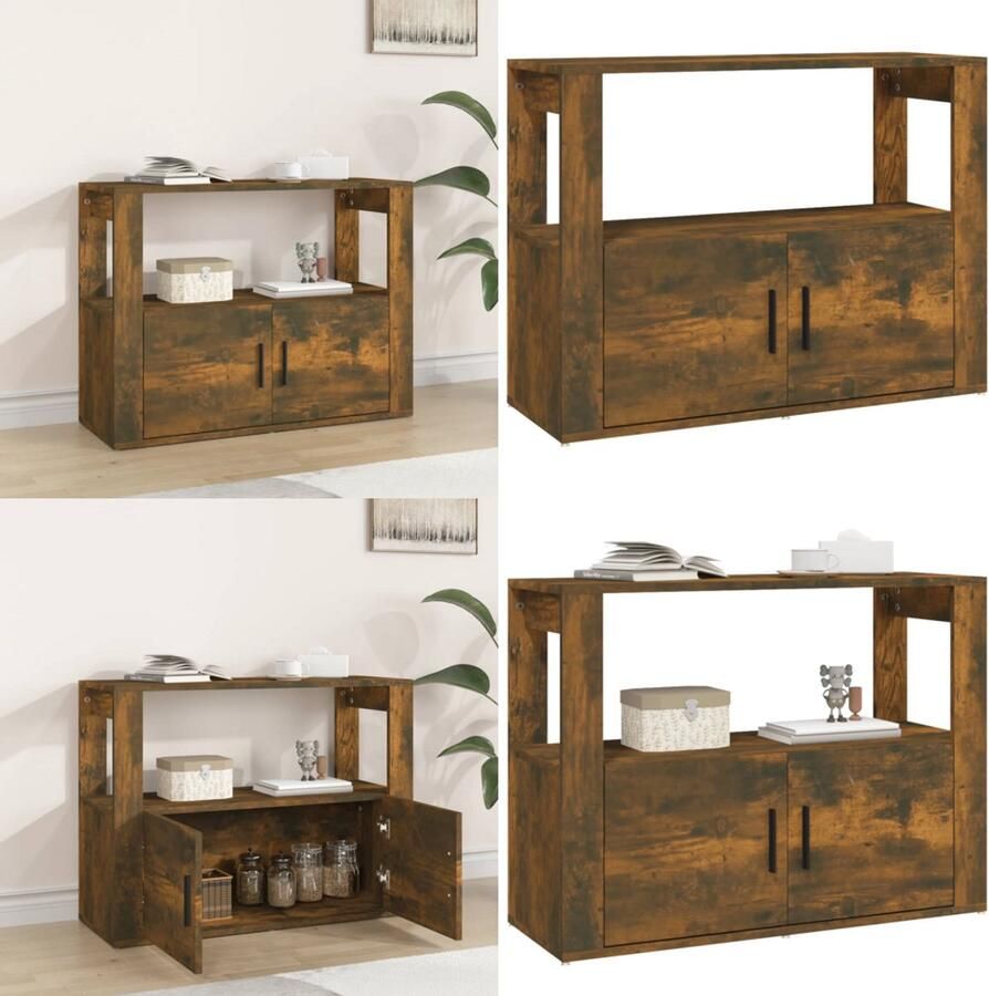 VidaXL Dressoir 80x30x60 cm bewerkt hout gerookt eikenkleurig Dressoir Dressoirs Kast Wandkast