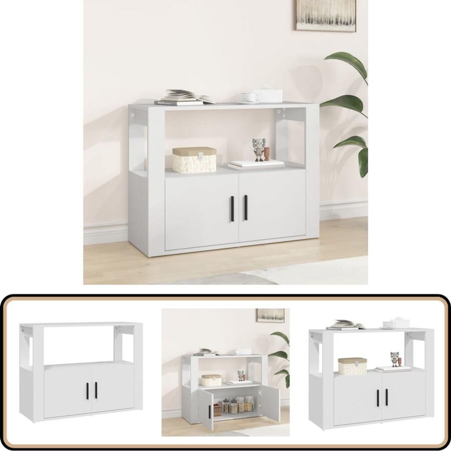 VidaXL Dressoir 80x30x60 cm Bewerkt Hout Wit Boekenschrank Bijzetkast Kast Houten Kast Witte Kast