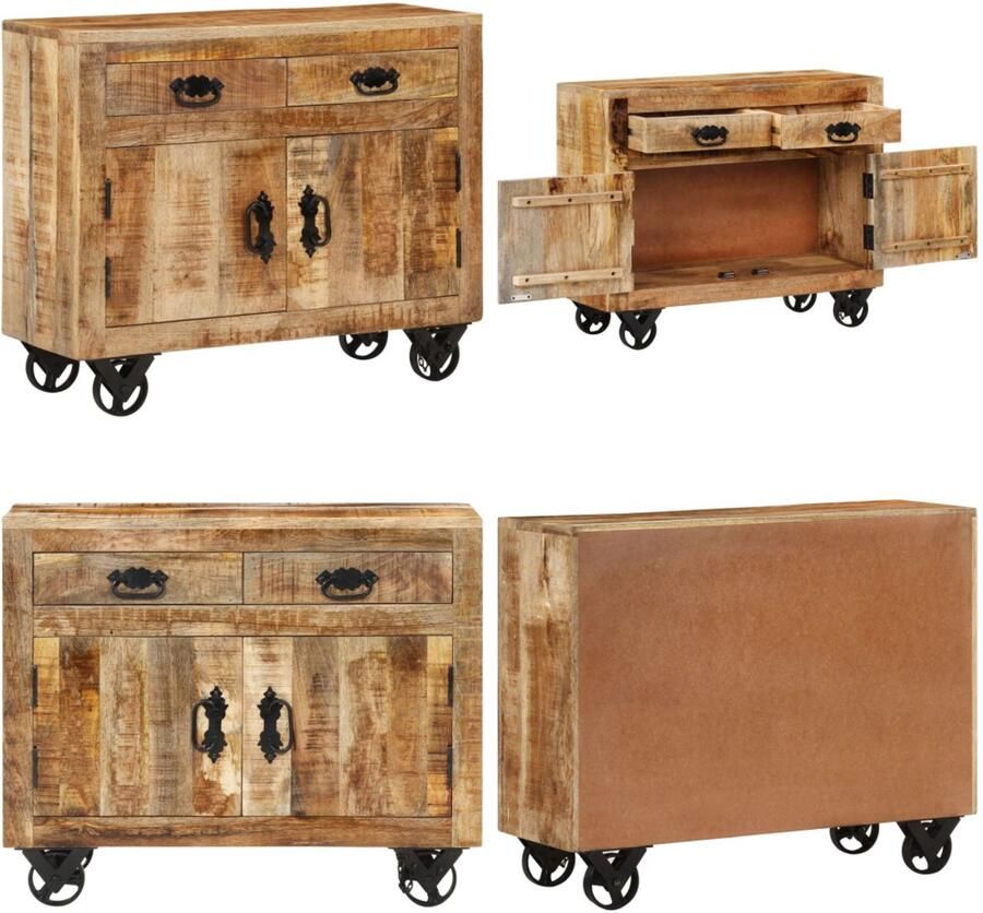 VidaXL Dressoir 80x30x65 cm massief ruw mangohout Dressoir Dressoirs Kast Dressoirkast