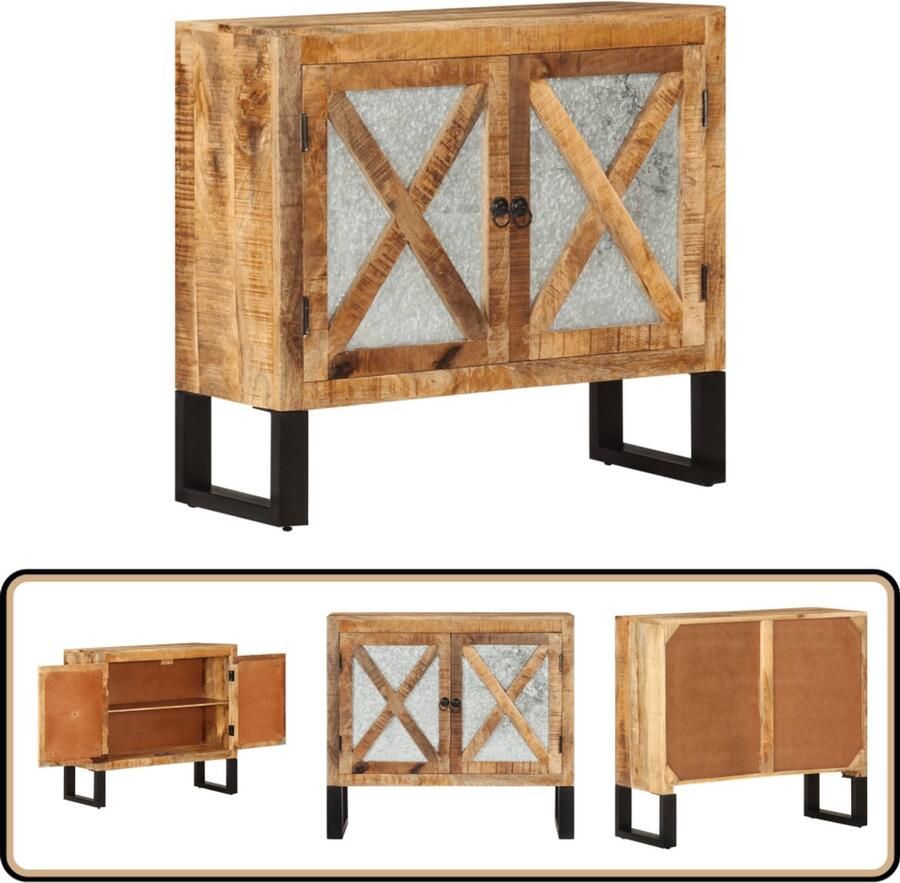 VidaXL Dressoir 80x30x71 cm Mangohout en Metaal Dressoir Kast Mangohout Vintage Industrieel Design
