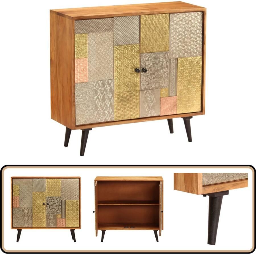 VidaXL Dressoir 80x30x75 cm Massief Acaciahout Dressoir Retro Design Acacia Hout Vintage Meubels Salontafel - Foto 2