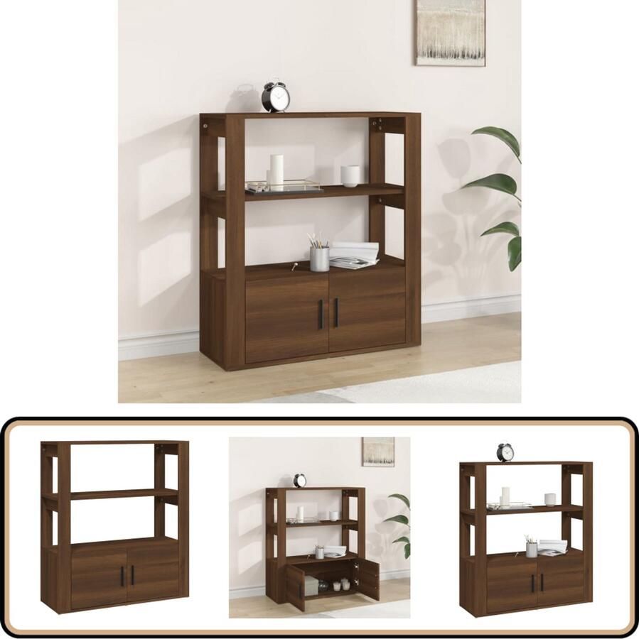 VidaXL Dressoir Bruin Eiken 80x30x90 cm Dressoir Kast Houten Dressoir Bruine Eiken Woonkamermeubilair