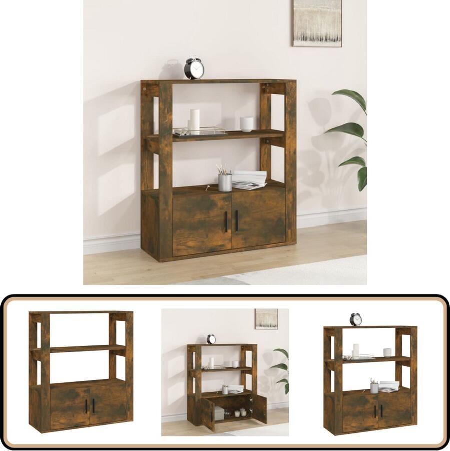 VidaXL Dressoir Bewerkt Hout Gerookt Eiken 80x30x90 cm Boekenschrank Kast Bijzettafel Houten Kast Bruine Kast
