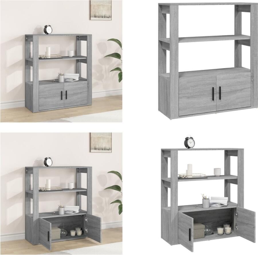 VidaXL Dressoir 80x30x90 cm bewerkt hout grijs sonoma eikenkleurig Dressoir Dressoirs Kast Wandkast