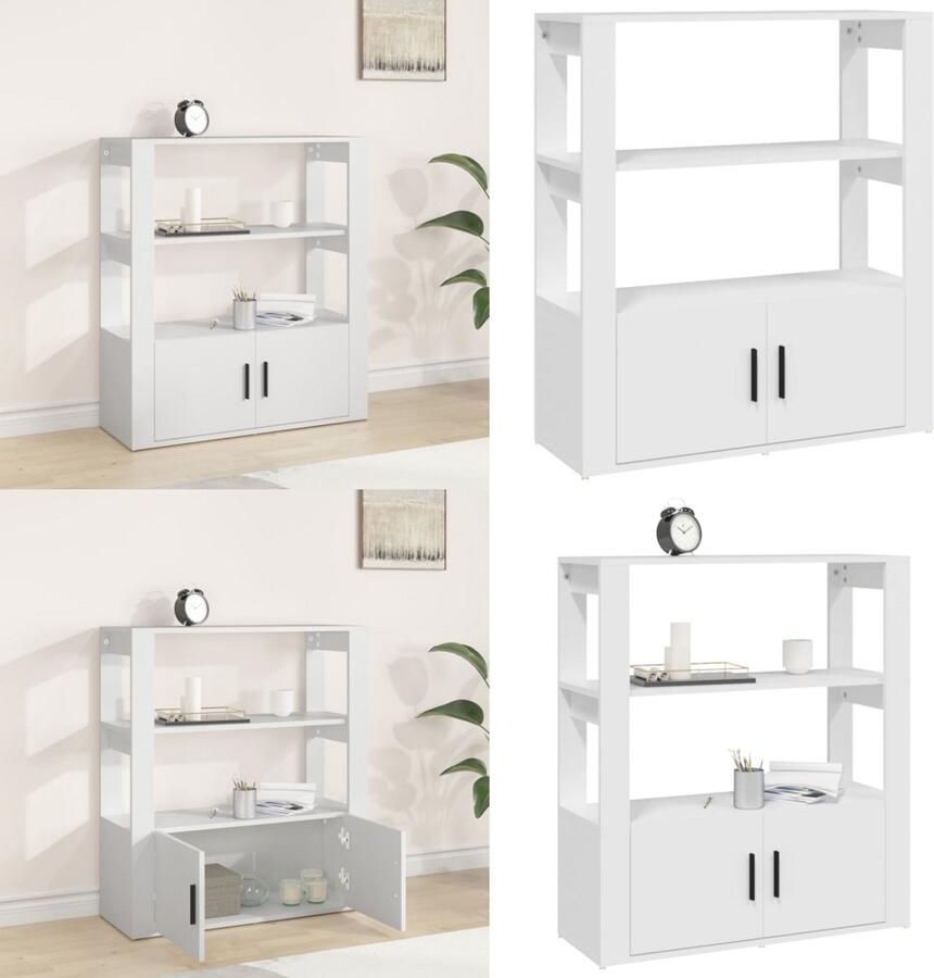 VidaXL Dressoir 80x30x90 cm bewerkt hout wit Dressoir Dressoirs Kast Wandkast