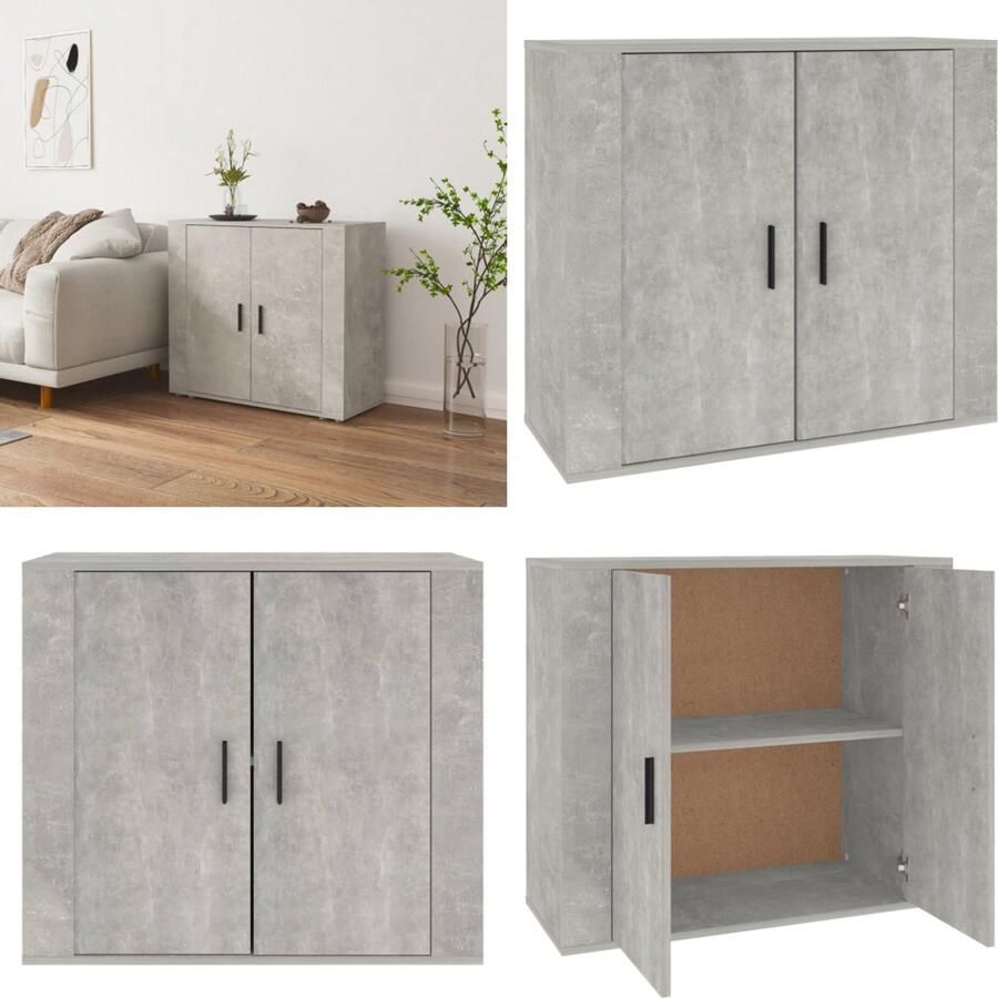 VidaXL Dressoir Dressoirs Kast Wandkast Dressoir 80x33x70 cm bewerkt hout betongrijs
