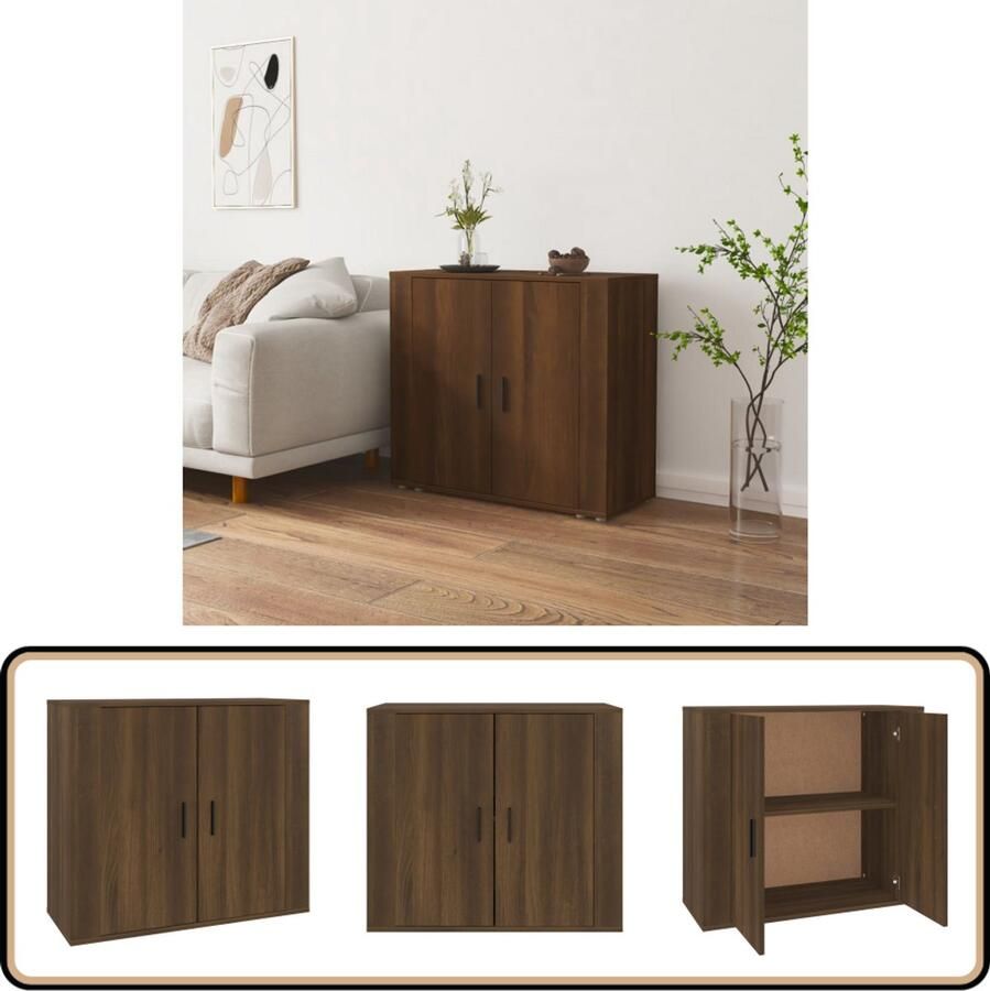 VidaXL Dressoir 80x33x70 cm Bruin Eikenkleur Dressoir Houten Dressoir Bruine Eiken Dressoir Opbergmeubel Salontafel