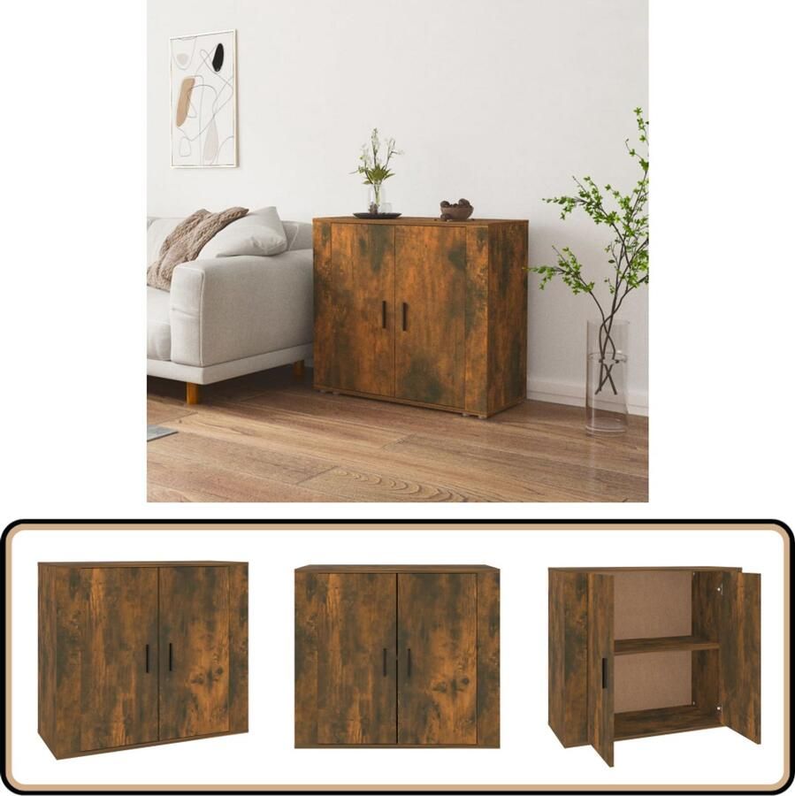VidaXL Dressoir 80x33x70 cm bewerkt hout gerookt eikenkleurig Dressoir Houten Dressoir Bruine Dressoir Vintage Dressoir Landelijk Dressoir