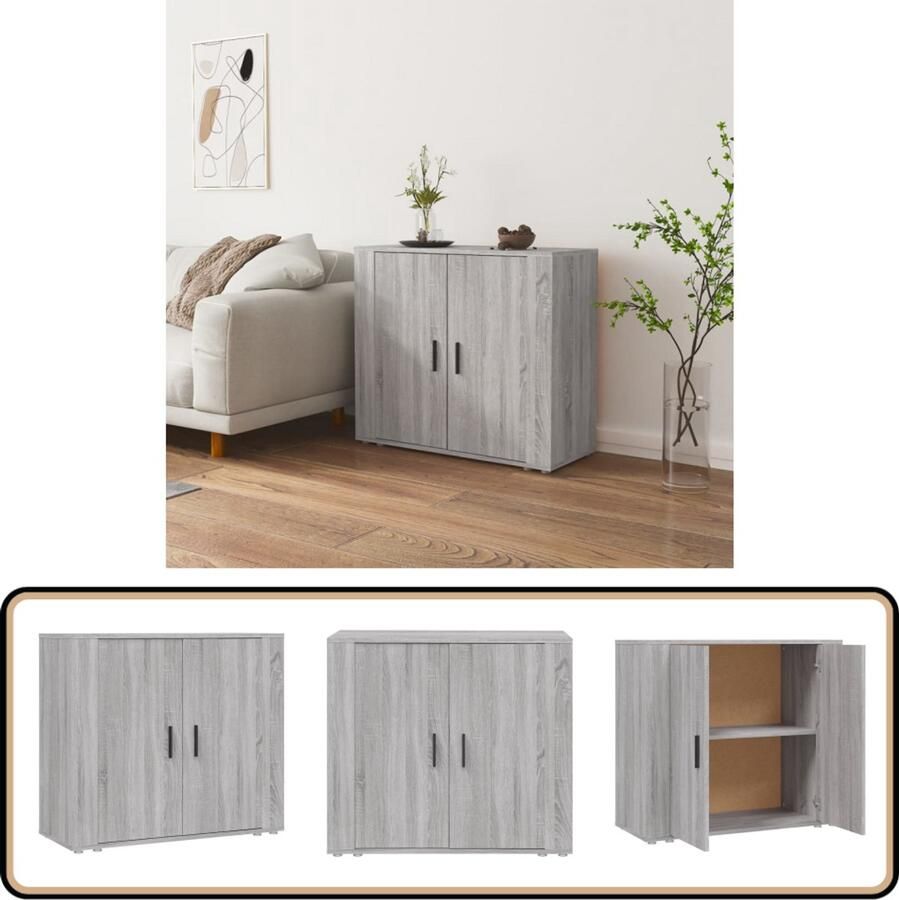 VidaXL Dressoir Grijs Sonoma Eiken 80x33x70 cm Dressoir Houten Dressoir Grijze Dressoir Salontafel Tv Tafel