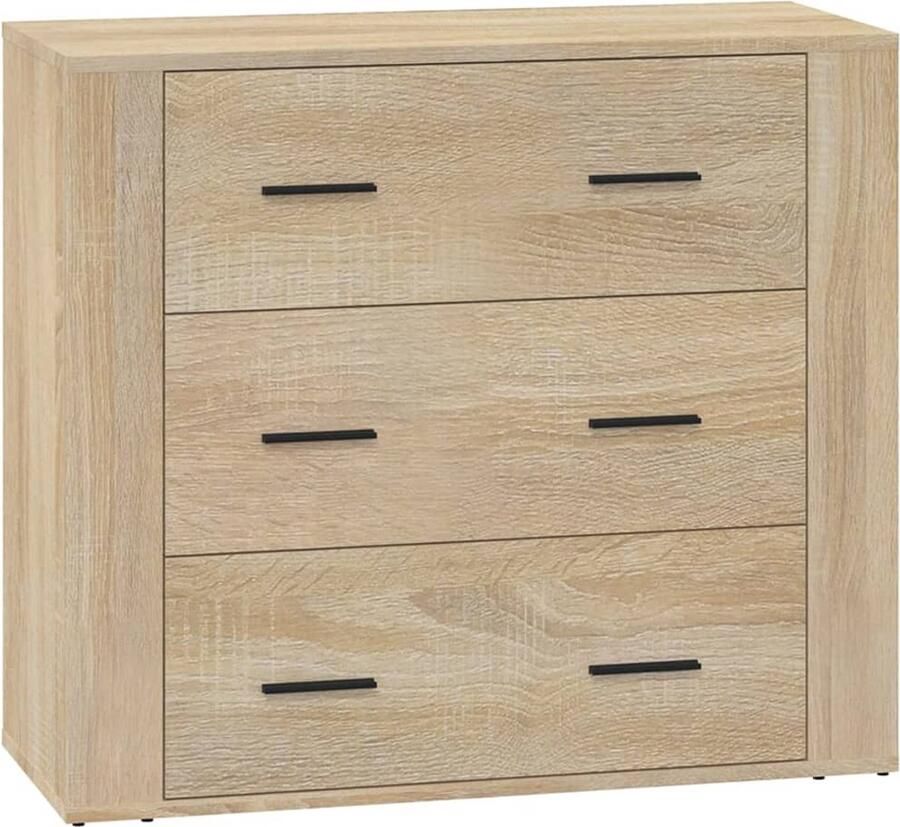 The Living Store Dressoir 80x33x70 cm bewerkt hout sonoma eikenkleurig Dressoir Houten Dressoir Salontafel Opbergmeubels Woonkamer Meubilair - Foto 2